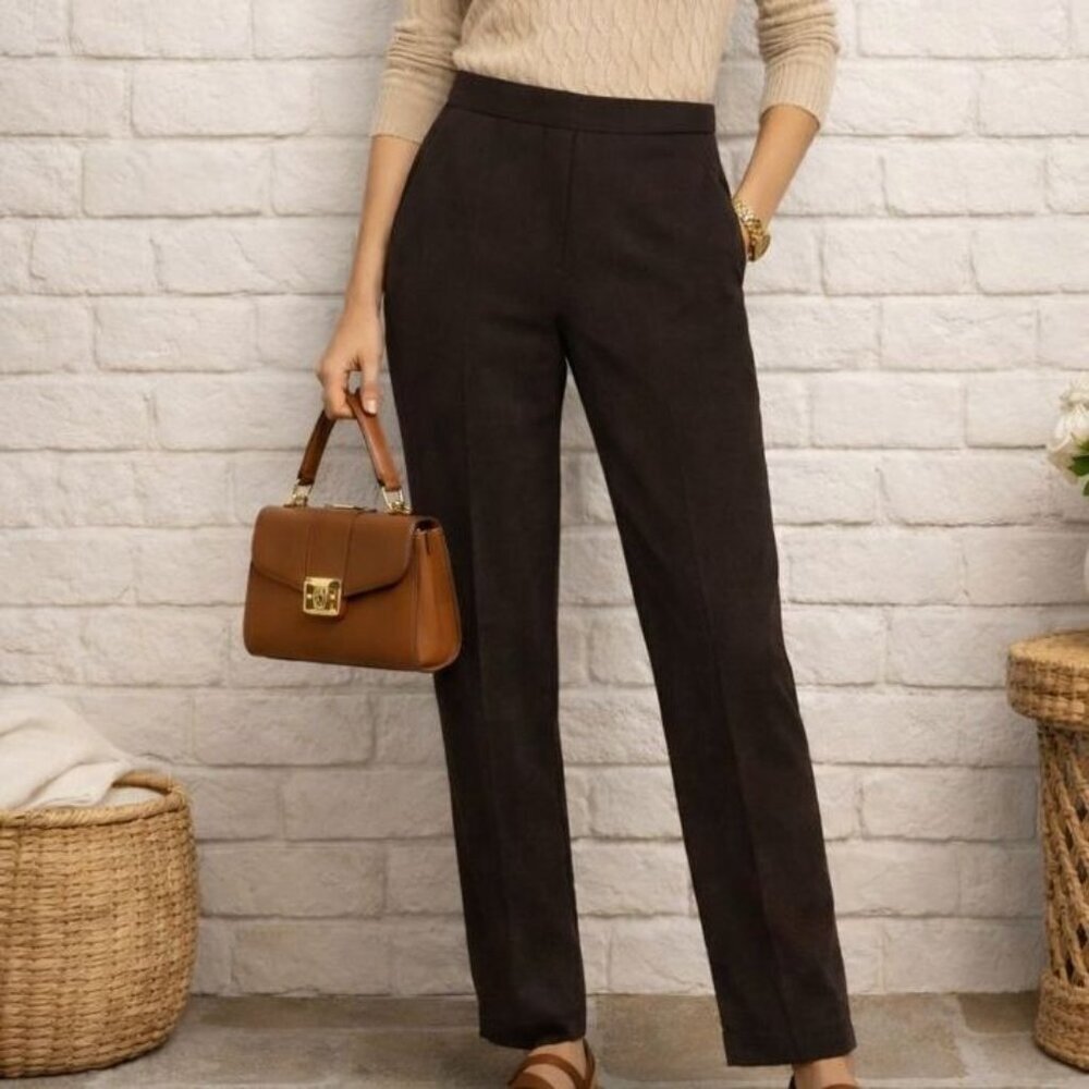 J. McLaughlin Dark Chocolate Brown Knit Pants Size 2 Minimalist Trendy